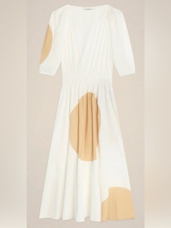 Liviana Conti Dresses & Skirts - LIVIANA CONTI Poplin White Tan Detail Midi Dress sz 42
